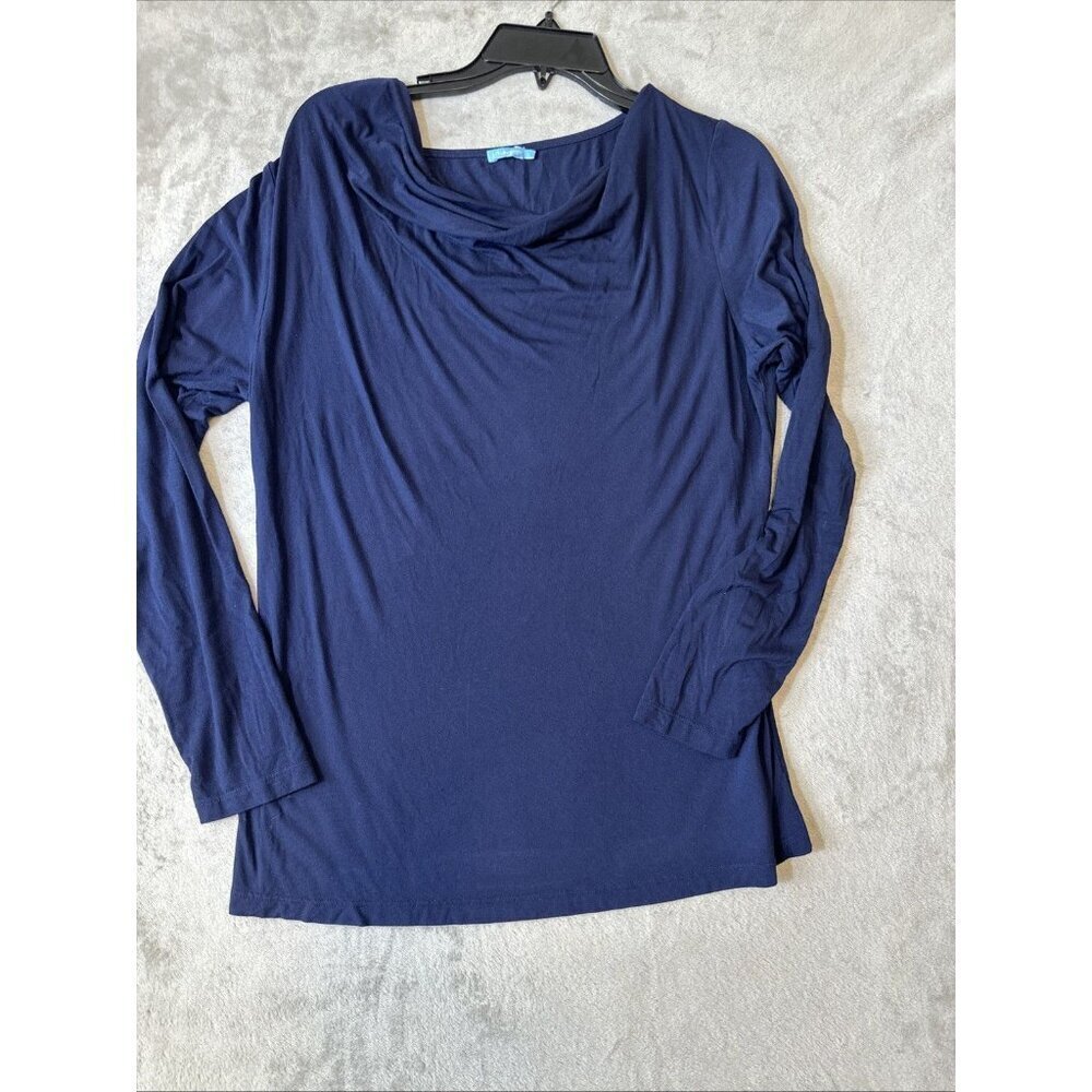 J.McLaughlin Navy Blue Long Sleeve Cowl Neck Top Size Large
